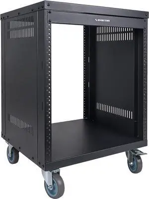 Sound Town 12U Universal Steel Rack, w/ 3" Locking Casters, Vented Side Panels for Audio Video, Server and Network Equipment (STRK-M12U), Welcome to consult