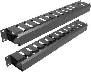 Jingchengmei 2 Pack of All Metal 1U Cable Management Horizontal Rack Mount Cable Manager with 12 Big Finger Slots for 19-inch Server Rack or Cabinet, Welcome to consult