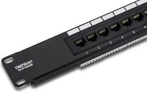 TRENDnet 16-Port Cat5/5e Unshielded Patch Panel, TC-P16C5E, Wallmount or Rackmount, 1U 19", 100Mhz Connection, Ethernet/Fast Ethernet/Gigabit Ethernet (1000Base-T), Cat3/Cat4/Cat5 Compatible