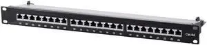 Cat6A 1U Patch Panel - 19in, Shielded, 24 RJ45 Ports Dual IDC, Use with 22-26AWG - Entegrade Series