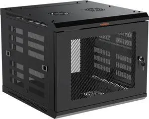 ECHOGEAR 9U Network Rack - Enclosed Wall Mount Rack Kit Includes 2X 1U Shelves, Pre-Mounted Fan, Lockable Door & Hardware - 600mm Depth Fits All Your AV Gear