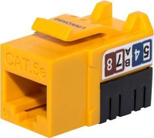 LINKOMM 25-Pack RJ45 Cat5e Slim Profile UTP Unshielded Keystone Jack with Punch Down Palm Holder (Yellow), Welcome to consult