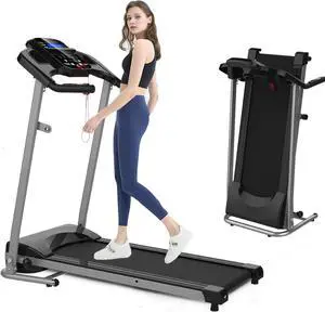 Home Foldable Treadmill with Incline, Folding Treadmill for Home Workout, Electric Walking Treadmill Machine 15 Preset or Adjustable Programs 250 LB Capacity MP3 (Black)