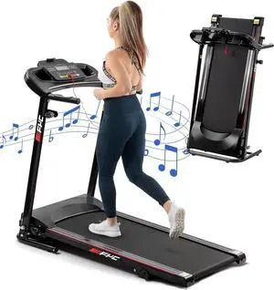 FYC Folding Treadmills for Home with Bluetooth and Incline, 2.5HP Portable Running Machine Electric Compact Treadmills Foldable for Exercise Home Gym Fitness Walking Jogging