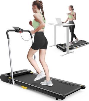 UREVO Under Desk Treadmill, Walking Pad, 0.6-7.6 Mph 2 in 1 Folding Treadmill with Smart Rotary Console,Including 3 HIIT Modes, 2.5 HP Treadmills for Home Office