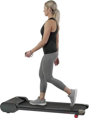 Sunny Health & Fitness Slim Walking Pad Treadmill for Under Desk or Home Office w/Optional Arm Exercisers or Automated Desk