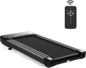 Goplus Under Desk Treadmill, Electric Treadmill Walking Pad with Touchable LED Display and Wireless Remote Control, Built-in 3 Workout Modes and 12 Programs, Running Jogging for Home Office
