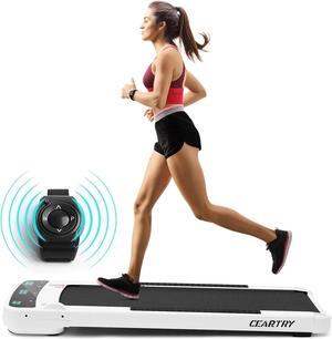Treadmill 300 lb Capacity, Under Desk Treadmill with App, Walking Pad Treadmill, Electric Treadmill, Installation-Free Treadmills for Home, 12 Preset Programs Running Machine for Home (White)