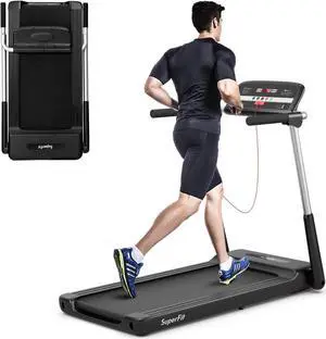 GYMAX Foldable Treadmill, 2.25HP Portable Treadmill with App Control & LED Monitor, Compact Running Walking Jogging Machine for Small Space, Home Gym Workout Fitness Folding Treadmill