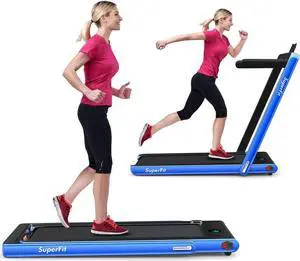 GYMAX Walking Pad, 2.25HP Foldable Treadmill with Smart App & Remote Control, Bluetooth LED Monitor, Small Spaces Compact Running Machine, Folding Portable Under Desk Treadmill for Home Office