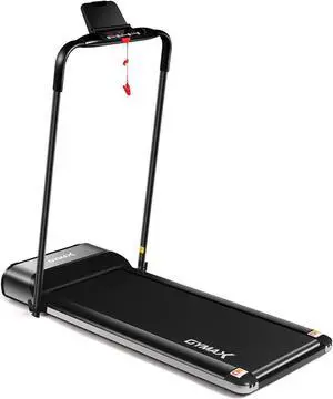 GYMAX Folding Treadmill, Slim Foldable Exercise Running Walking Machine with LED Monitor & Tablet/Phone Holder, Ultra-Thin Installation-Free Treadmill for Home/Gym
