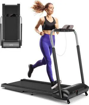 Goplus 3.0HP Folding Treadmill, Foldable Superfit Treadmill W/LED Touch Screen, Phone Holder, Blue Tooth Connection, Electric Running Walking Jogging Machine for Apartment Home Office
