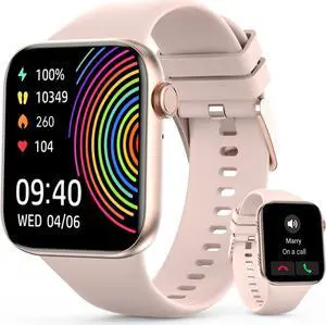 TaiSounds 2023 Upgrade Smart Watch (Answer/Make Call),1.95'' Display Smartwatch,Fitness Tracker with Multi Sport Modes,IP68 ,Step Calorie Counter,Sleep/Heart Rate Monitoring Watches,Rose Gold