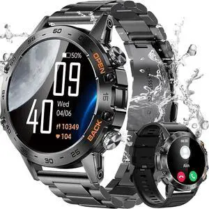 PODOEIL Military Smart Watch for Men, Full Metal Casing Tactical Outdoor Rugged Watch, 108 Sports Modes Smartwatch with Andriod iOS, 1.39" HD Screen Activity Tracker with Health Monitor