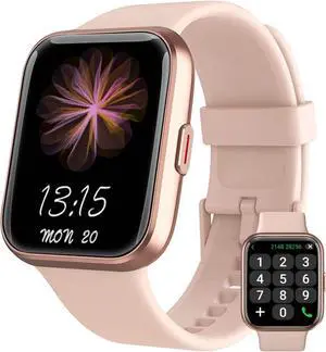 RERE ASW2 Smart Watch (Answer/Make Call), Alexa Built-in, 1.69" Fitness Tracker with 60 Sports Mode, Heart Rate, Blood Oxygen, Sleep Monitor, Fit for Android and iPhone, IP68 Waterproof, pink