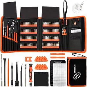 STREBITO Precision Screwdriver Set 142-Piece Electronic Repair Tool Kit with Torx T5 T6 T8 T15, Triwing Y000, Star P5, Gamebit, Tech Toolkit for Computer, Laptop, iPhone, Nintendo, PS5, Ring, Orange