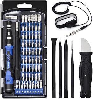 STREBITO Precision Screwdriver Set, 79 in 1 Screwdriver Kit with 58 Bits & Anti Static Wrist Strap, Magnetic Driver Electronics Repair Tool Kit for Computer, iPhone, Laptop, Cell Phone, Macbook, PS4/5