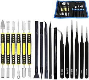 17 in 1 Electronics Repair Tools Opening Pry Tool Kit with Dual Ends Metal Spudgers and Black Tweezers for iPad Tablets Laptop Electronics Device Mobile Phone