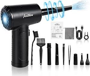 Aoutrow Electric Air Duster, Powerful Air Blower for Computer Car Cleaning Reusable Power 100000 RPM Motor, 3 Adjustable Speed Keyboard Cleaner Kit with 4 Nozzles & 4 Brushes
