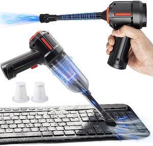 Compressed Air Duster & Mini Vacuum Keyboard Cleaner 3-in-1, New Generation Canned Air Spray, Portable Electric Air Can, Cordless Blower Computer Cleaning Kit