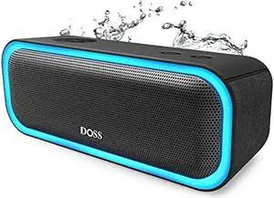 DOSS SoundBox Pro Bluetooth Speaker with 20W Stereo Sound, Active Extra Bass, IPX6 Waterproof, Bluetooth 5.0, TWS Pairing, Multi-Colors Lights, 20 Hrs Playtime, Speaker for Beach, Outdoor(Upgraded)