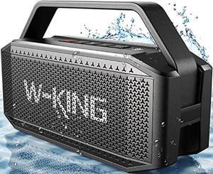 W-KING Portable Loud Bluetooth Speakers with Subwoofer, 60W(80W Peak) Outdoor Speakers Bluetooth Wireless Waterproof Speaker, Deep Bass/V5.0/40H Play/Power Bank/TF Card/AUX/EQ, Large for Party (Black)