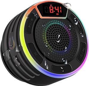 BassPal Bluetooth Speakers, IPX7 Waterproof Shower Speaker, Portable Speaker with LED Display, FM Radio, Suction Cup, Light Show, Built-in Mic, Best Gifts for Pool Beach Home Party Travel Outdoors