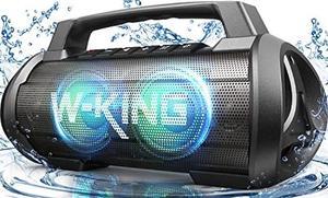 W-KING Portable Loud Bluetooth Speakers with Subwoofer, 70W Waterproof Party Outdoor Speakers Bluetooth Wireless, Deep Bass/Hi-Fi/Dynamic Light/Mic Port/42H Play/EQ/DSP/Power Bank/TF/AUX/Large Speaker