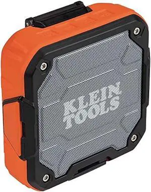 Klein Tools AEPJS2 Bluetooth Speaker With Magnetic Strip and Hook, Rechargeable, Wireless and Aux Capable, Hands Free Capable, Smart Phone Charging, 10 Hr Run Time, IP54 Dust and Water Resistant