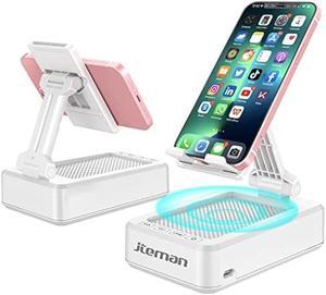 JTEMAN Portable Phone Stand with Speaker Bluetooth Wireless,Gifts for Men Women,Birthday for Women Men,Kitchen Gadgets for Men,Phone Holder for Desk - White