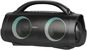 DOSS Extreme Boom+ Loud Bluetooth Speaker with 100W Stereo Sound, Extra Bass, 20H Playtime, Party-Sync Led Lights, Built-in Power Bank, IPX6 Waterproof Outdoor Speaker for Camping, Pool, Beach, Yard