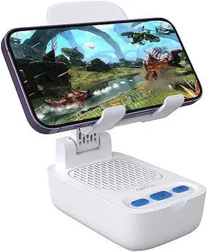 comiso Cell Phone Stand with Wireless Bluetooth Speaker, Punchy Bass & HD Stereo Sound Speaker for Home & Outdoors Compatible with iPhone/ipad/Samsung, Unique Ideal Gifts for Men Women (White)
