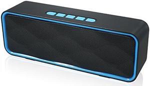 Totola Wireless Bluetooth Speaker with AUX/USB/TF Card Slot,Outdoor Portable Stereo Speaker with HD Audio,Enhanced Bass, Dual-Driver,Handsfree Calling, FM Radio Speaker for Travel,Party (Blue)