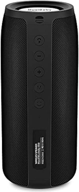 Bluetooth Speakers,MusiBaby M88 Speaker,Speakers Bluetooth Wireless,Dual Pairing, Bluetooth 5.0,Loud Stereo Sound,Booming Bass,30H Playtime for Home& Outdoor Party,Beach (Black)
