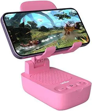 comiso Cell Phone Stand with Wireless Bluetooth Speaker, Punchy Bass & HD Stereo Sound Speaker for Home & Outdoors Compatible with iPhone/ipad/Samsung, Unique Ideal Gifts for Men Women-Pink