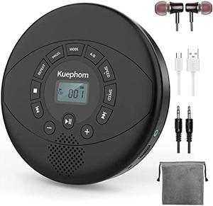CD player portable,Discman rechargeable,Walkman CD player with speaker,Portable cd player with headphones,CD-R,MP3 USB playable,Anti skip CD playing for car,suitable for personal or multi-users,Black