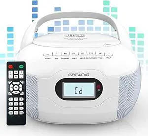 Greadio Boombox CD Player, Portable FM Radio CD Player with Bluetooth 5.1, LCD Display, AC/Battery Powered, Remote Control, TF/USB/AUX Port, Headphone Jack, CD-R/CD-RW Compatible for Home,Senior,Kids