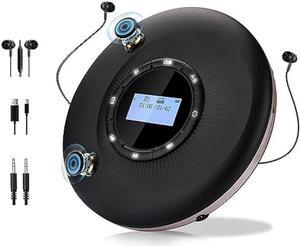 Portable CD Player for Car with Bluetooth Rechargeable Discman CD Player Portable Built-in Speakers with Headphones LED Display Anti-Shock & Skip Walkman for Home Travel and Car Adults Kids
