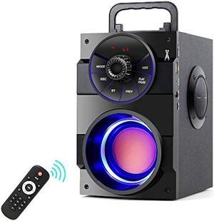 Bluetooth, Portable Wireless Speaker with Subwoofer Heavy Bass, 2 Loud , LED Lights, FM Radio, Remote Control, MP3 Player Powerful, Suitable for Travel, Indoor and Outdoor
