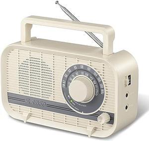 Audiocrazy Radio with Bluetooth, Radio Portable AM FM, Plug in Wall and Play, or AA Battery Operated Radios, Best Reception Vintage Retro Radio Built in Clear Speaker Headphone/AUX in Jack