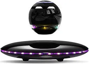 Infinity Orb Magnetic Levitating Speaker Bluetooth 4.0 LED Flash Wireless Floating Speakers with Microphone and Touch Buttons (Black)