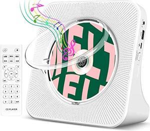Kogoda Desktop CD Player Portable with Bluetooth,Dual Stereo Speakers, CD Music Player for Home with Remote Control,Dust Cover,FM Radio,LED Screen,3.5mm Jack AUX Input Output,White,Gift