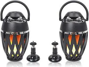Sound Town 2-Pack Portable Bluetooth Speakers with LED Lights, True Wireless Stereo (TWS) Bluetooth, Wall Mount Brackets, and Decorative Flame, for Outdoors, House Party, Patio and Home (OPIK-F1-PAIR)