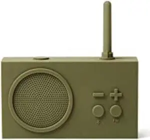 Lexon Tykho3 Portable Bluetooth Speaker with AM/FM Radio, Rechargeable - Khaki