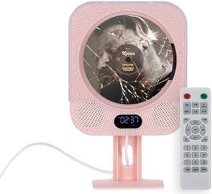 Kpop Pink CD Player Wall with Speakers,CD Players for Home with Bluetooth Boombox, Wired Desktop FM Radio,CD Music Player with Remote Control with LED Support Copy/Alarm Clock/CD/USB/TF/AUX, Gift