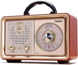 PRUNUS Retro Portable Radio AM FM Shortwave Radio Transistor Battery Operated Vintage Radio with Bluetooth Speaker 3WayAC Power SourcesAUX TF Card USB Disk MP3 Player 2023 Newest