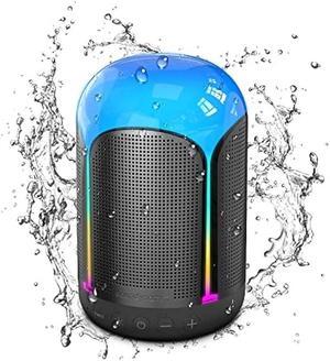 soundynamic Vibe Portable Bluetooth Speaker, Wireless Speaker with RGB LED Light, IPX7 Waterproof, TWS Pairing, Stereo Sound, Low Bass, APP Control, Bluetooth 5.0 for Party Beach Outdoor - Black