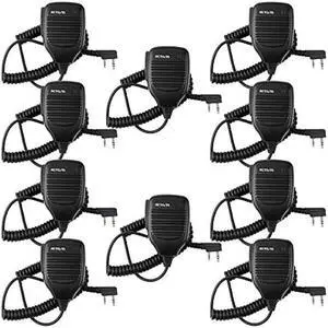 Retevis HK001 2 Pin Speaker Mic Walkie Talkies Microphone for Arcshell AR-5 Baofeng UV-5R BF-888S Retevis H-777 RT21 RT22 RT27 Two Way Radios (10 Packs, Black)