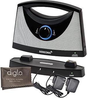 Sereonic Wireless TV Listening Speaker | TV-SB Portable Soundbox | Optical & Analog Connectivity | Extra Power Adapter | Diglo Microfiber Cloth