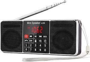 PRUNUS J288 Portable Radio AM FM Radio with Bluetooth Speaker Sleep Timer PowerSaving Display UltraLong Antenna AUX Input  USB Disk  TF Card MP3 Player NO Manual Preset